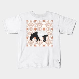Tapir on Abstract Floral Pattern Kids T-Shirt